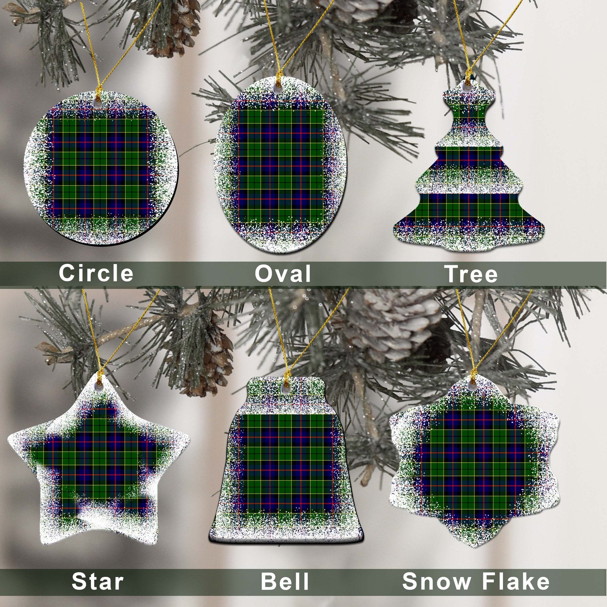 Forsyth Tartan Christmas Ceramic Ornament - Snow Style