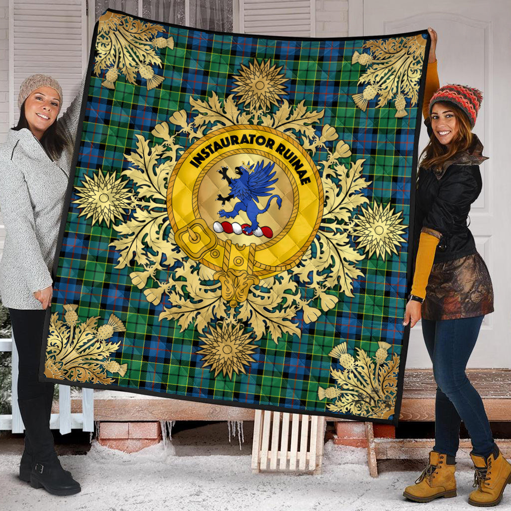 Forsyth Ancient Tartan Crest Premium Quilt - Gold Thistle Style