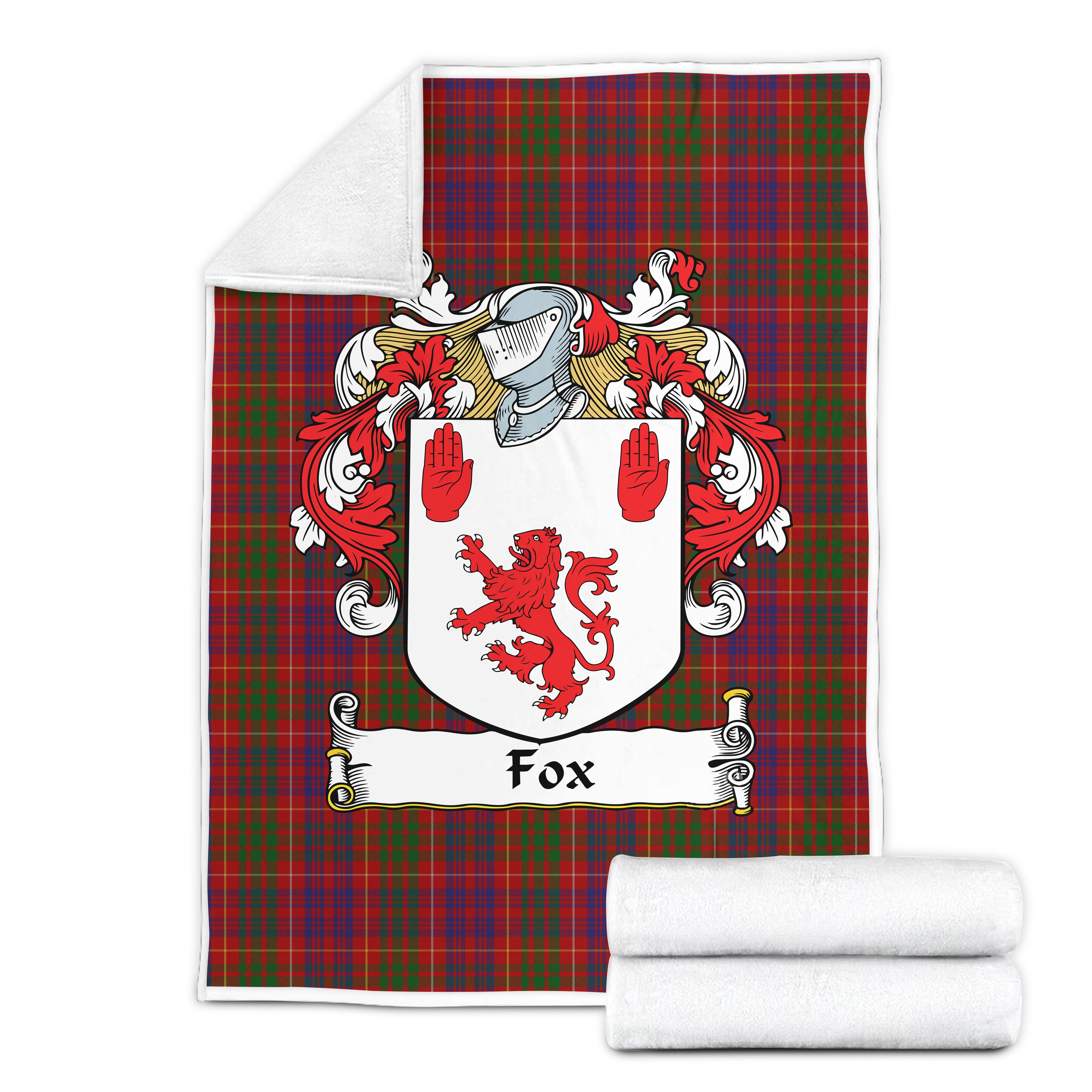 Fox Red Family Tartan Coat Of Arms Blankets