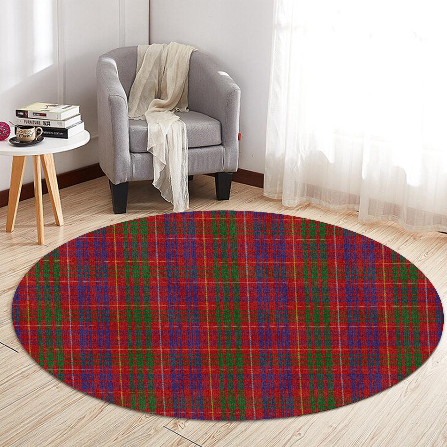 Fox Red Tartan Round Rug