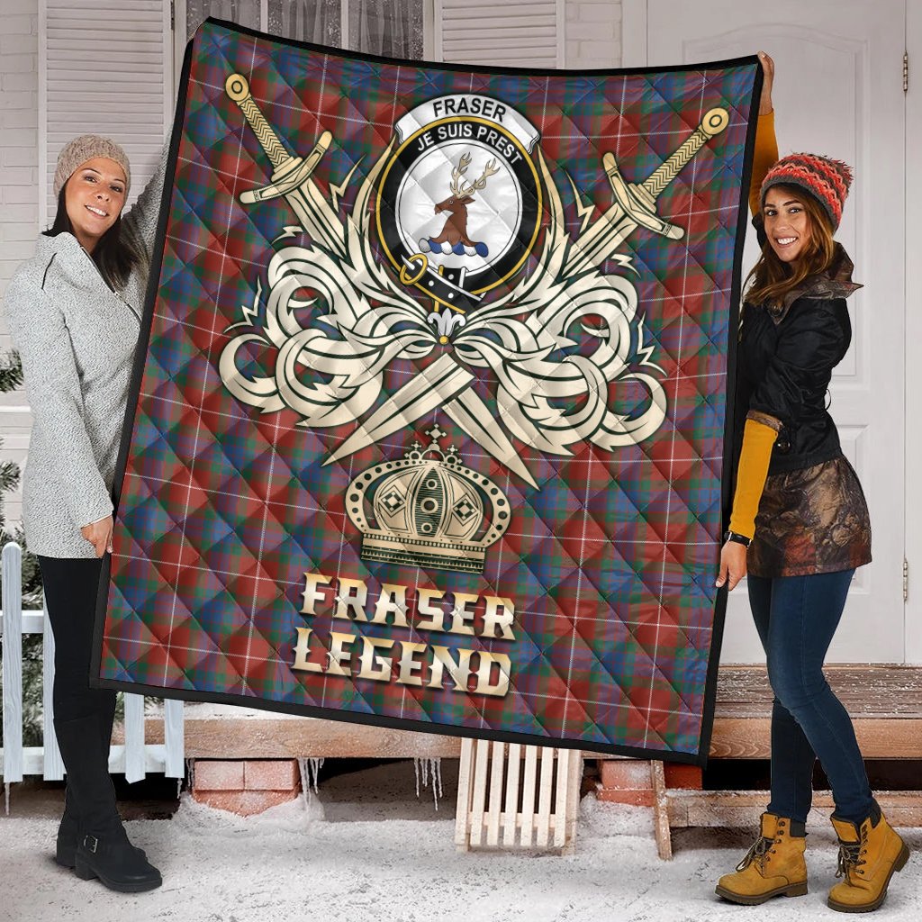 Fraser Ancient Tartan Crest Legend Gold Royal Premium Quilt