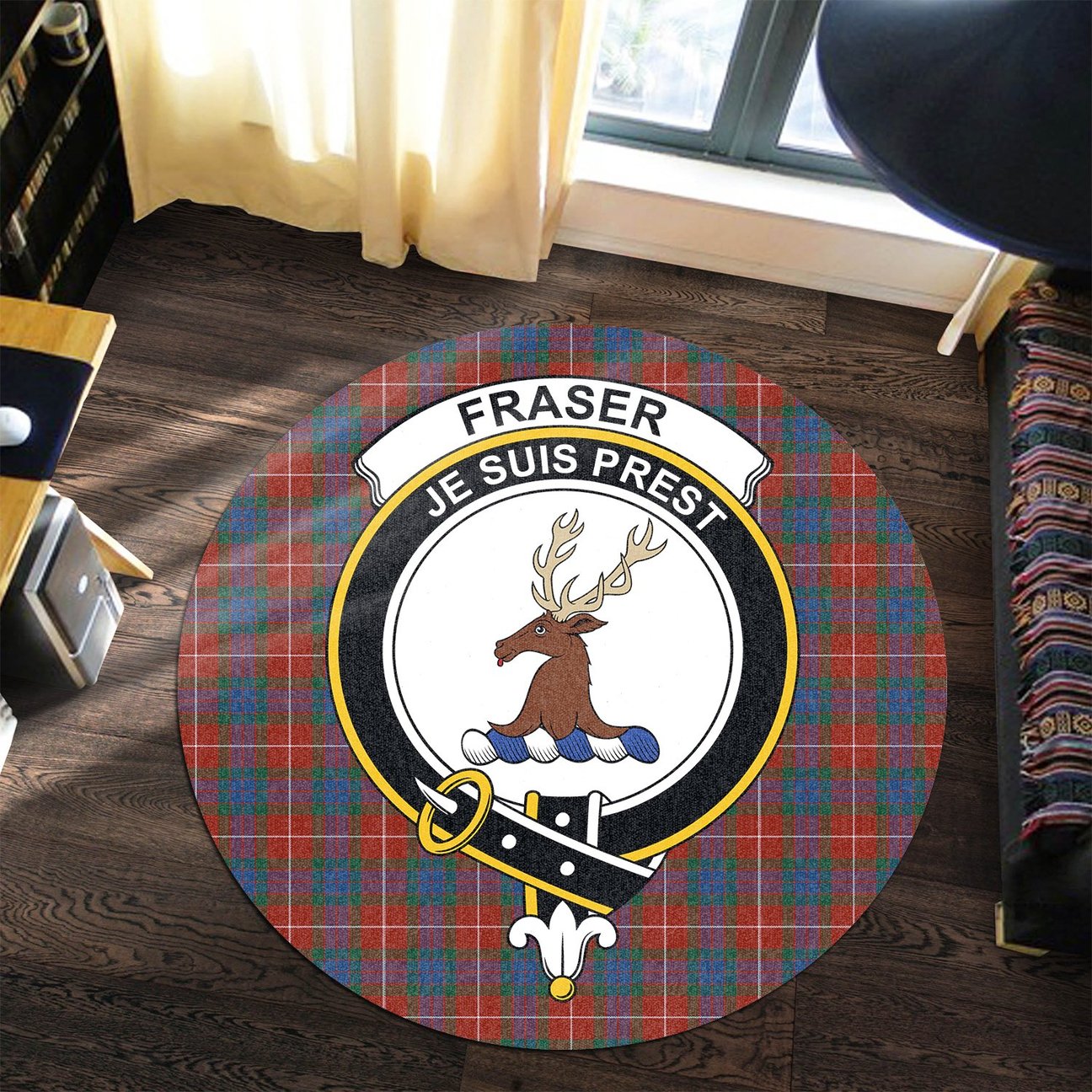 Fraser Ancient Tartan Crest Round Rug