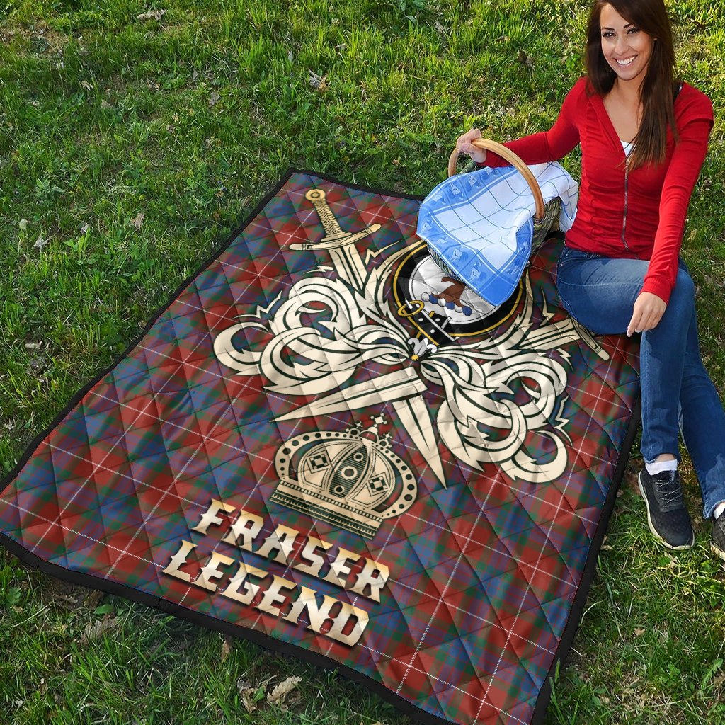 Fraser Ancient Tartan Crest Legend Gold Royal Premium Quilt