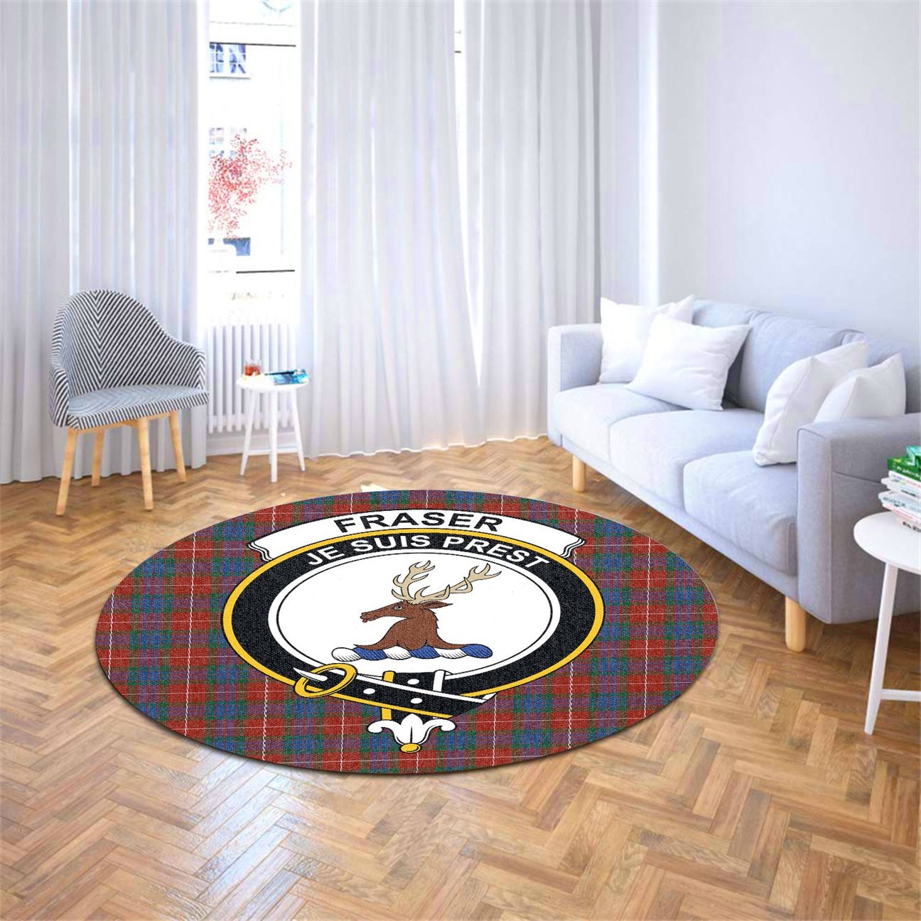 Fraser Ancient Tartan Crest Round Rug