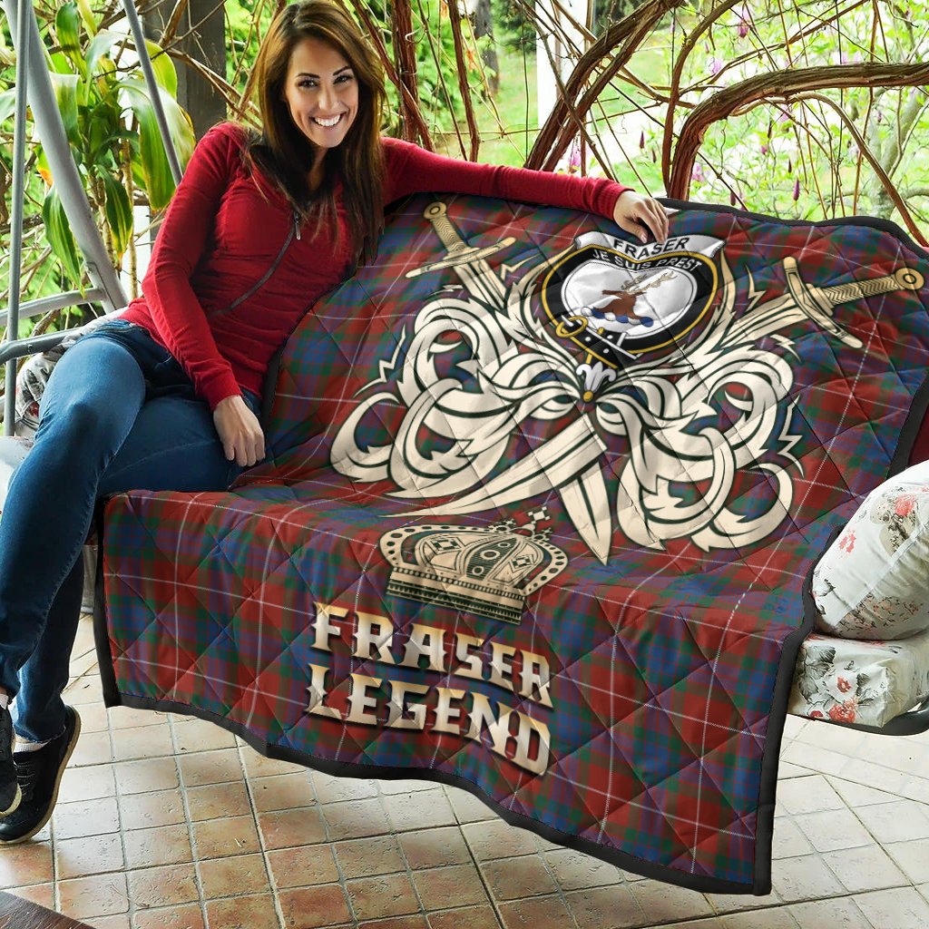 Fraser Ancient Tartan Crest Legend Gold Royal Premium Quilt