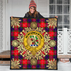 Fraser Modern Tartan Crest Premium Quilt - Gold Thistle Style