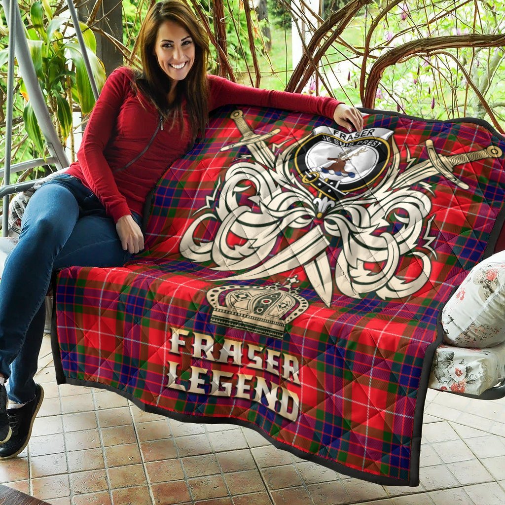 Fraser Modern Tartan Crest Legend Gold Royal Premium Quilt