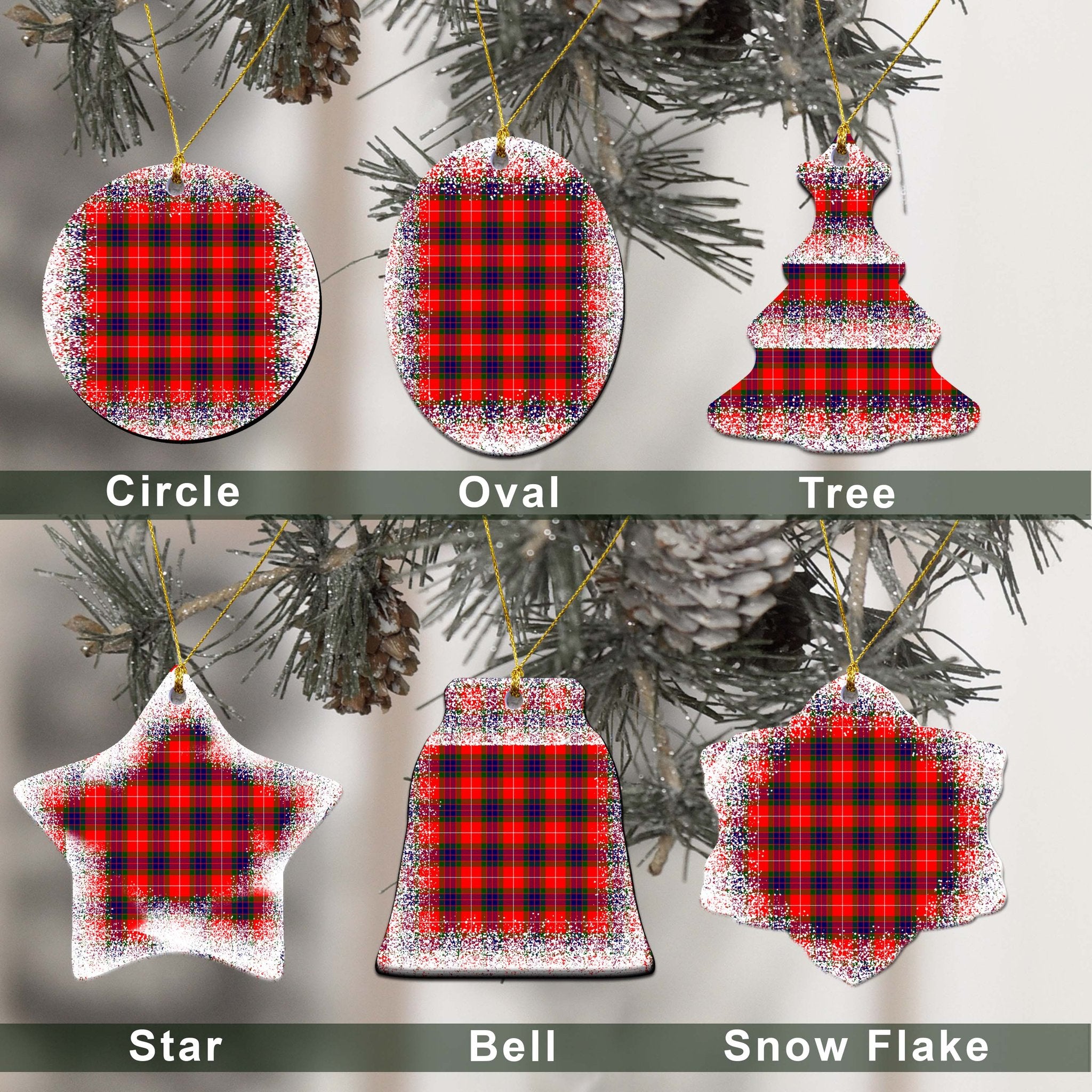 Fraser (of Lovat) Tartan Christmas Ceramic Ornament - Snow Style