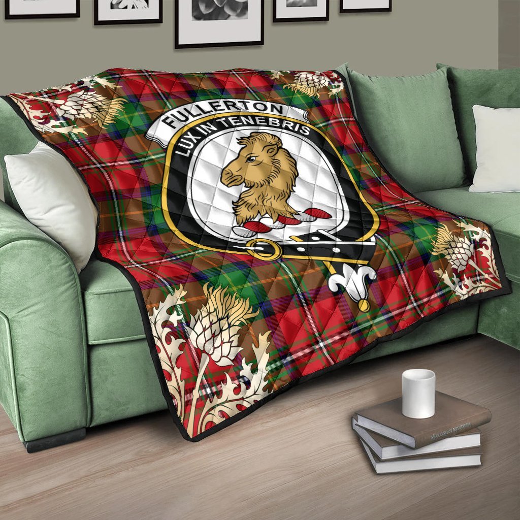 Fullerton Tartan Crest Premium Quilt - Gold Thistle Style