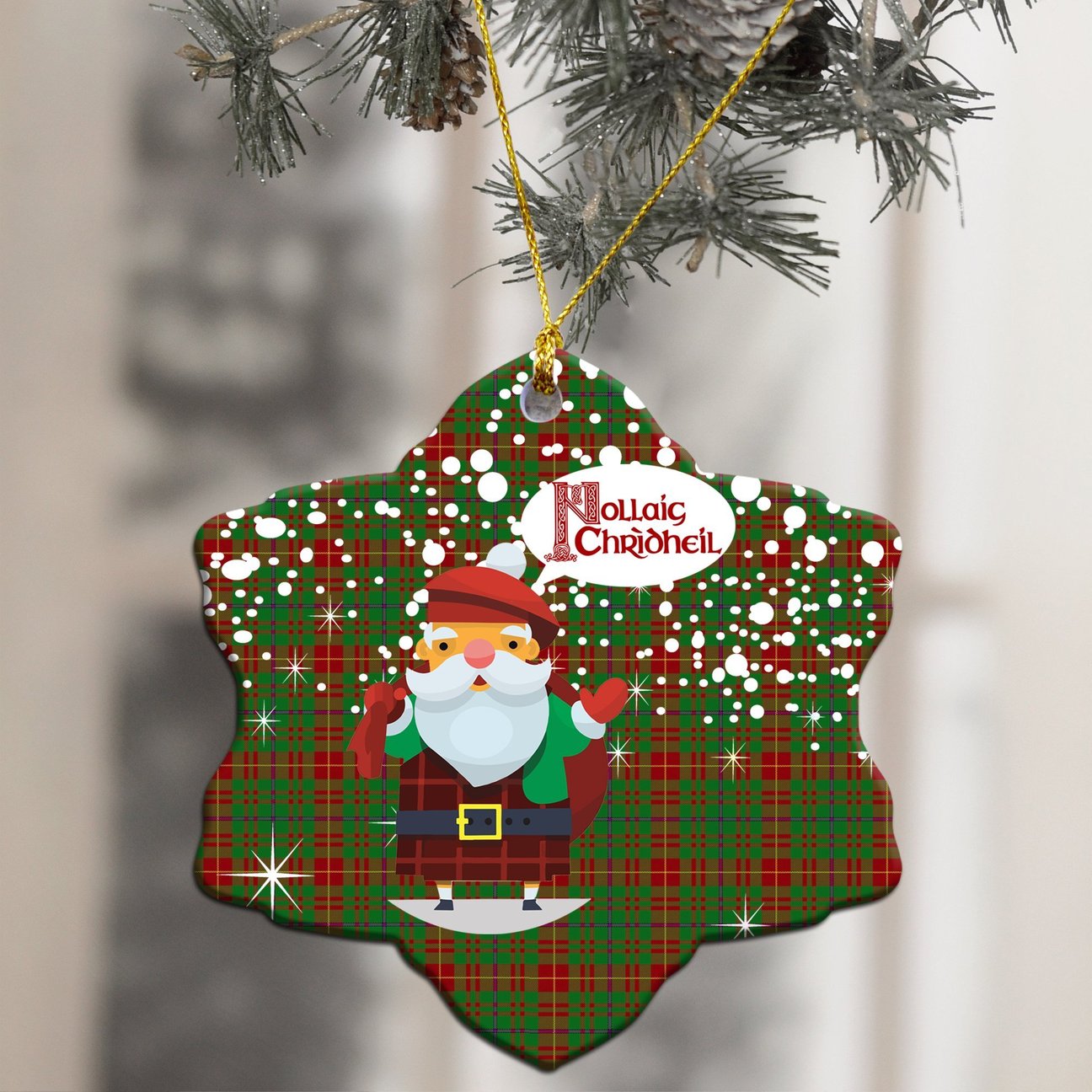 Fulton Tartan Christmas Ceramic Ornament - Santa Style