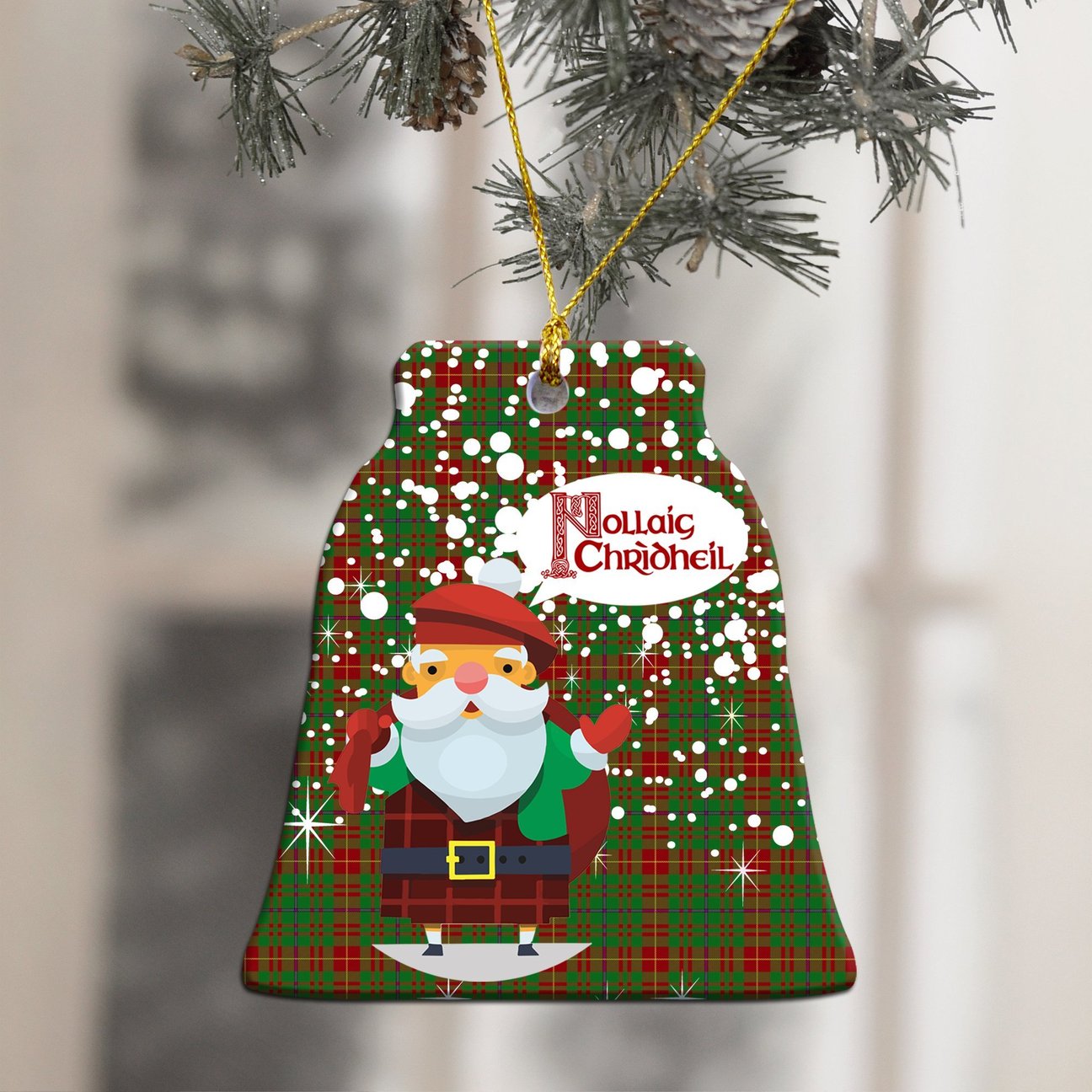 Fulton Tartan Christmas Ceramic Ornament - Santa Style