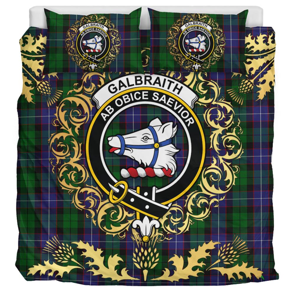 Galbraith Tartan Crest Bedding Set - Golden Thistle Style