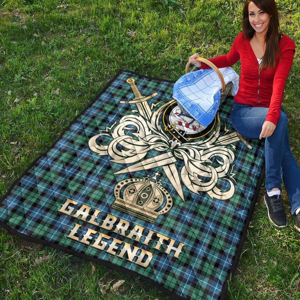 Galbraith Ancient Tartan Crest Legend Gold Royal Premium Quilt