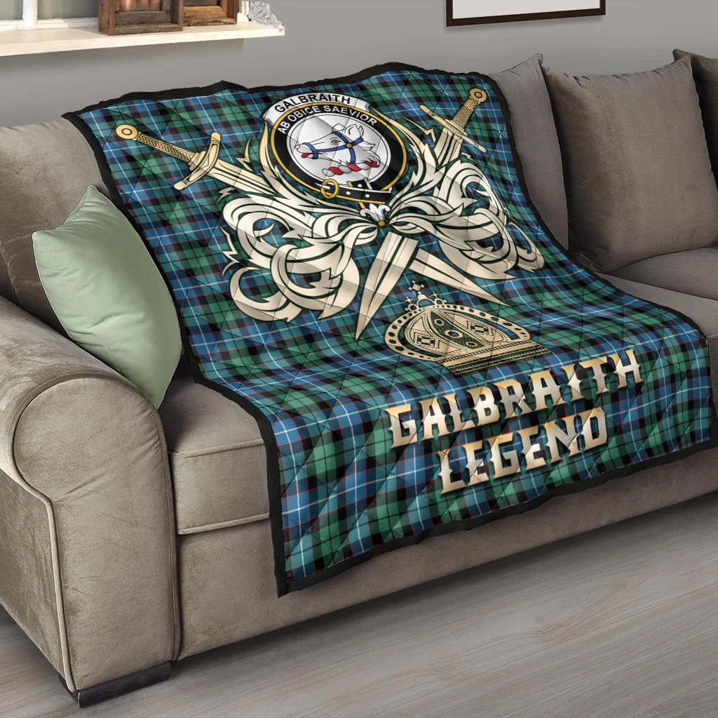 Galbraith Ancient Tartan Crest Legend Gold Royal Premium Quilt