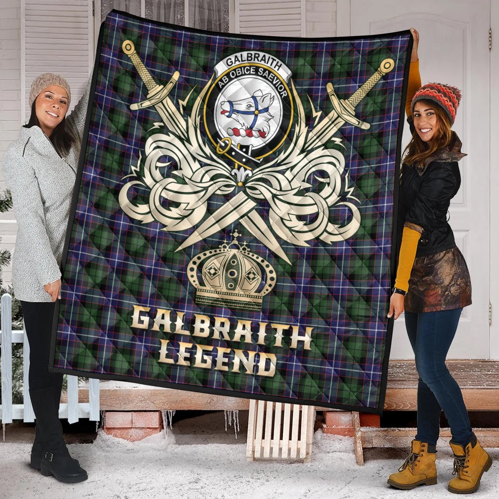 Galbraith Modern Tartan Crest Legend Gold Royal Premium Quilt