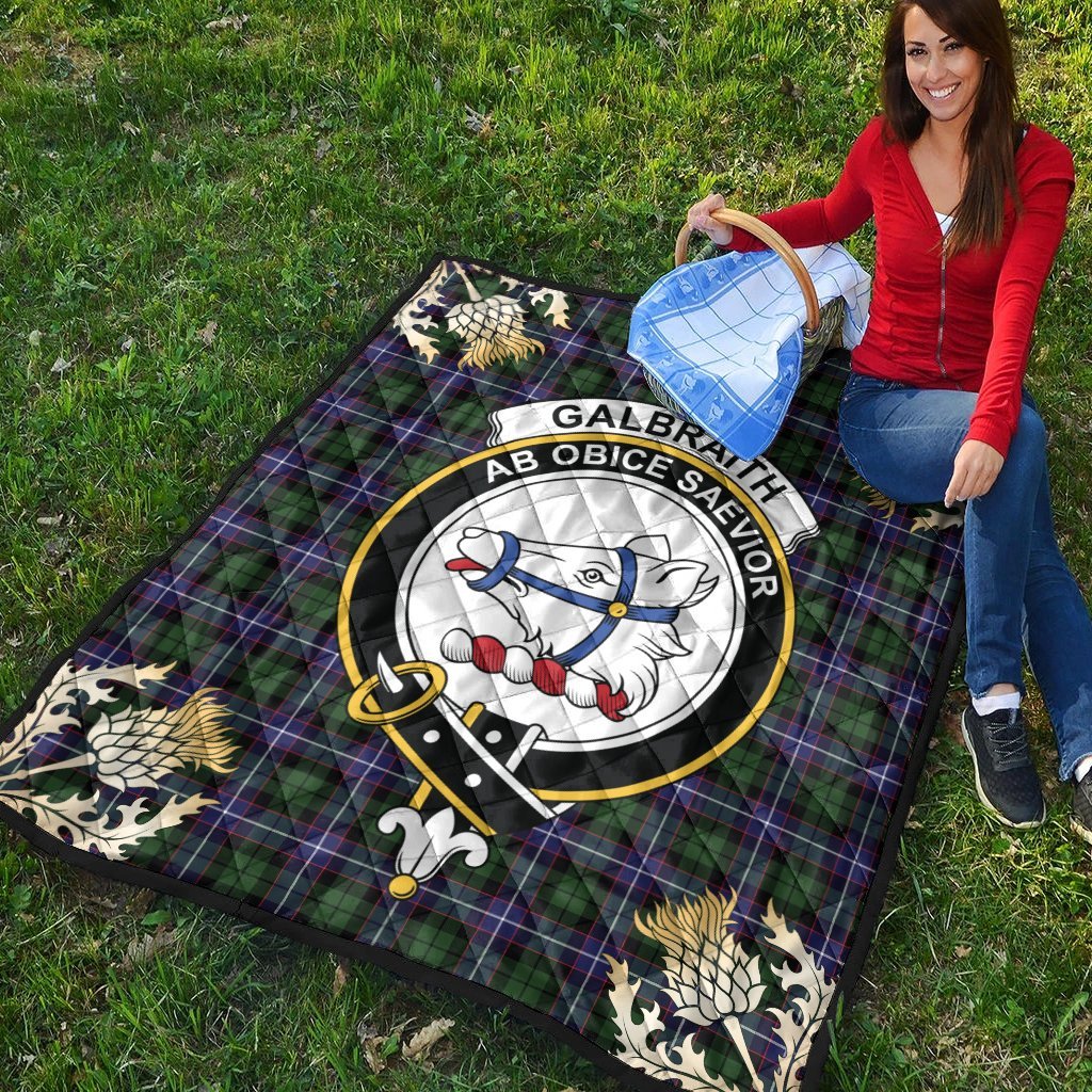 Galbraith Modern Tartan Crest Premium Quilt - Gold Thistle Style