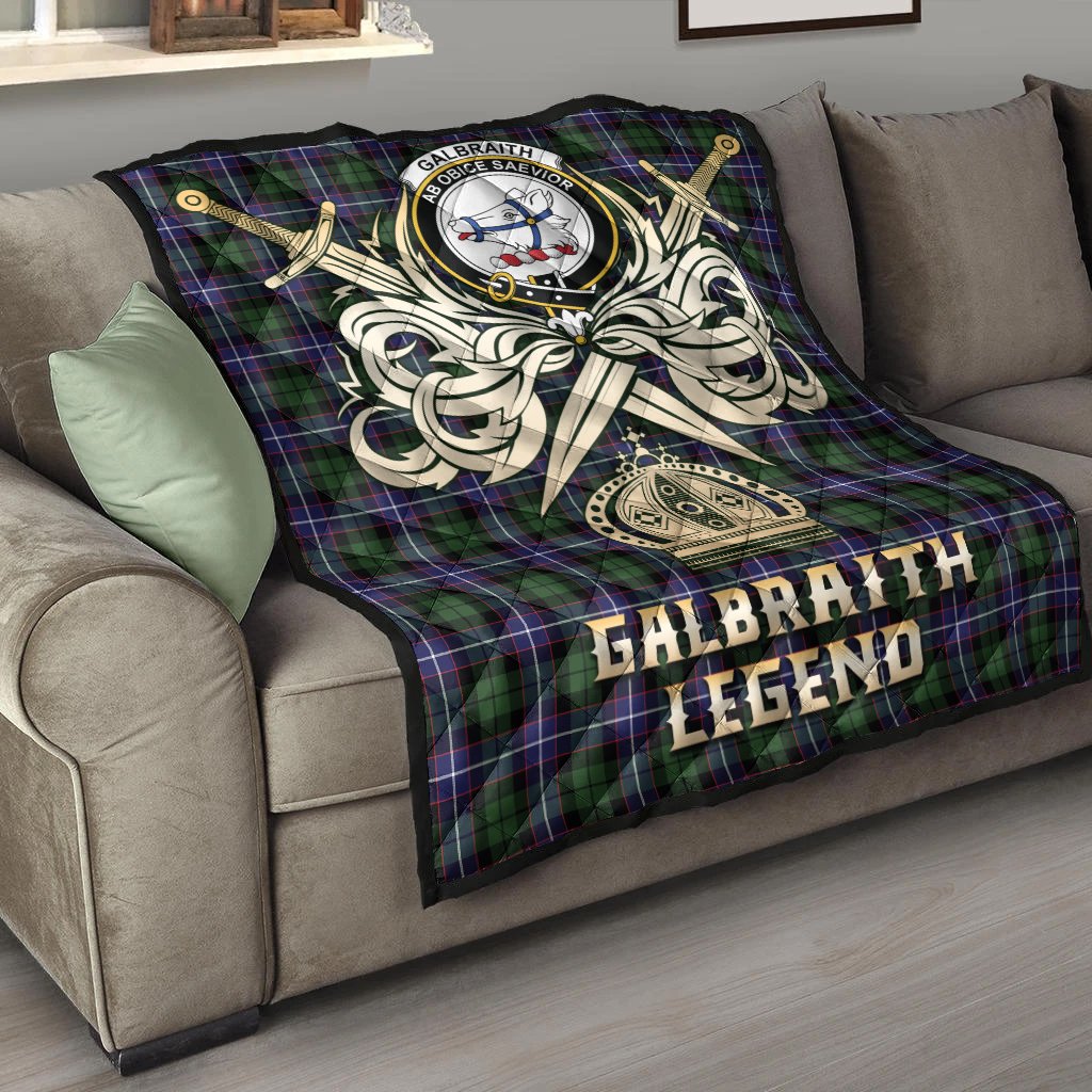 Galbraith Modern Tartan Crest Legend Gold Royal Premium Quilt