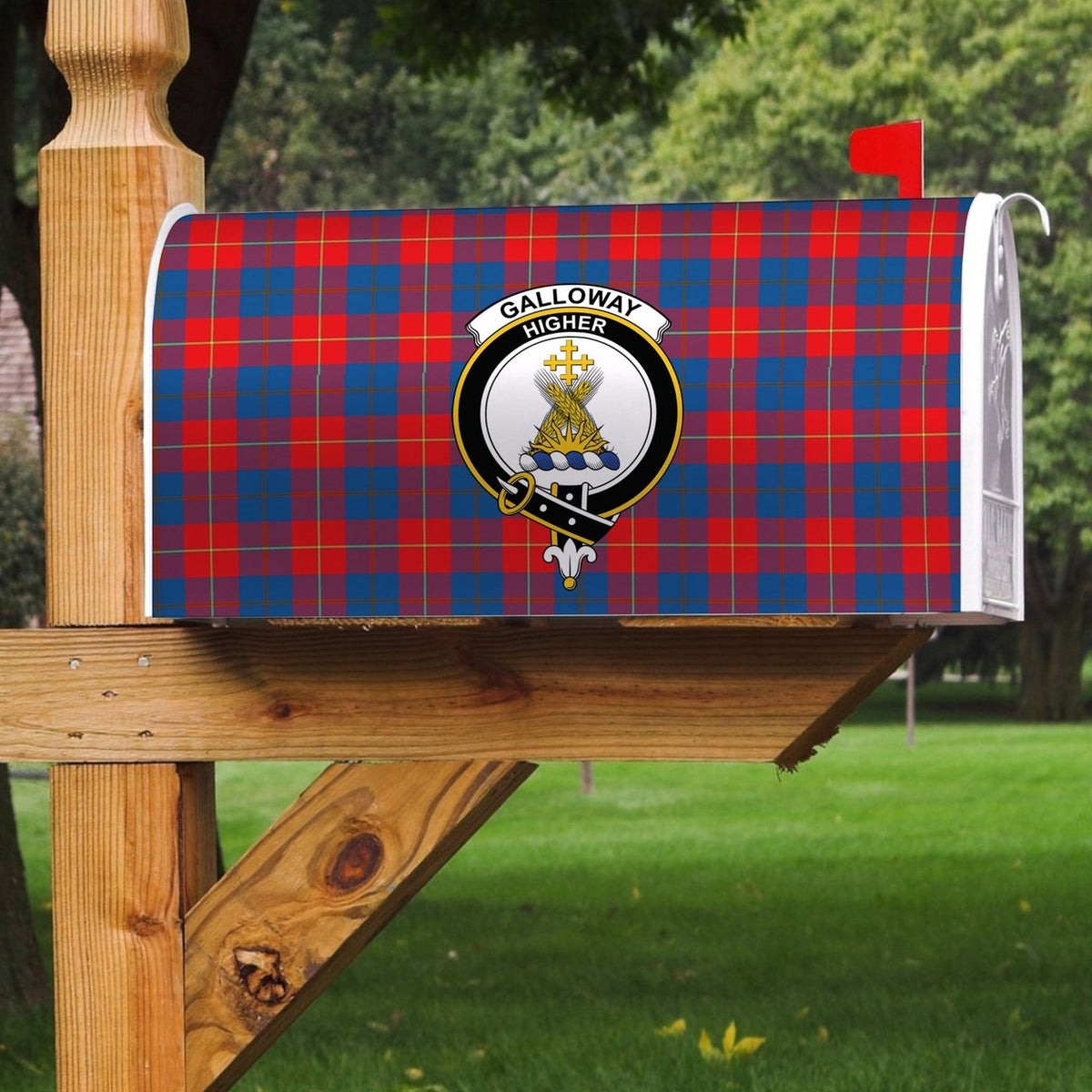 Galloway Red Tartan Crest Mailbox