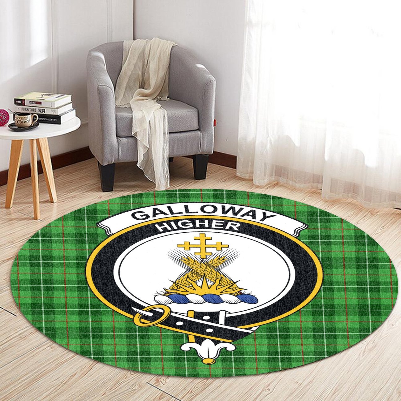 Galloway Tartan Crest Round Rug