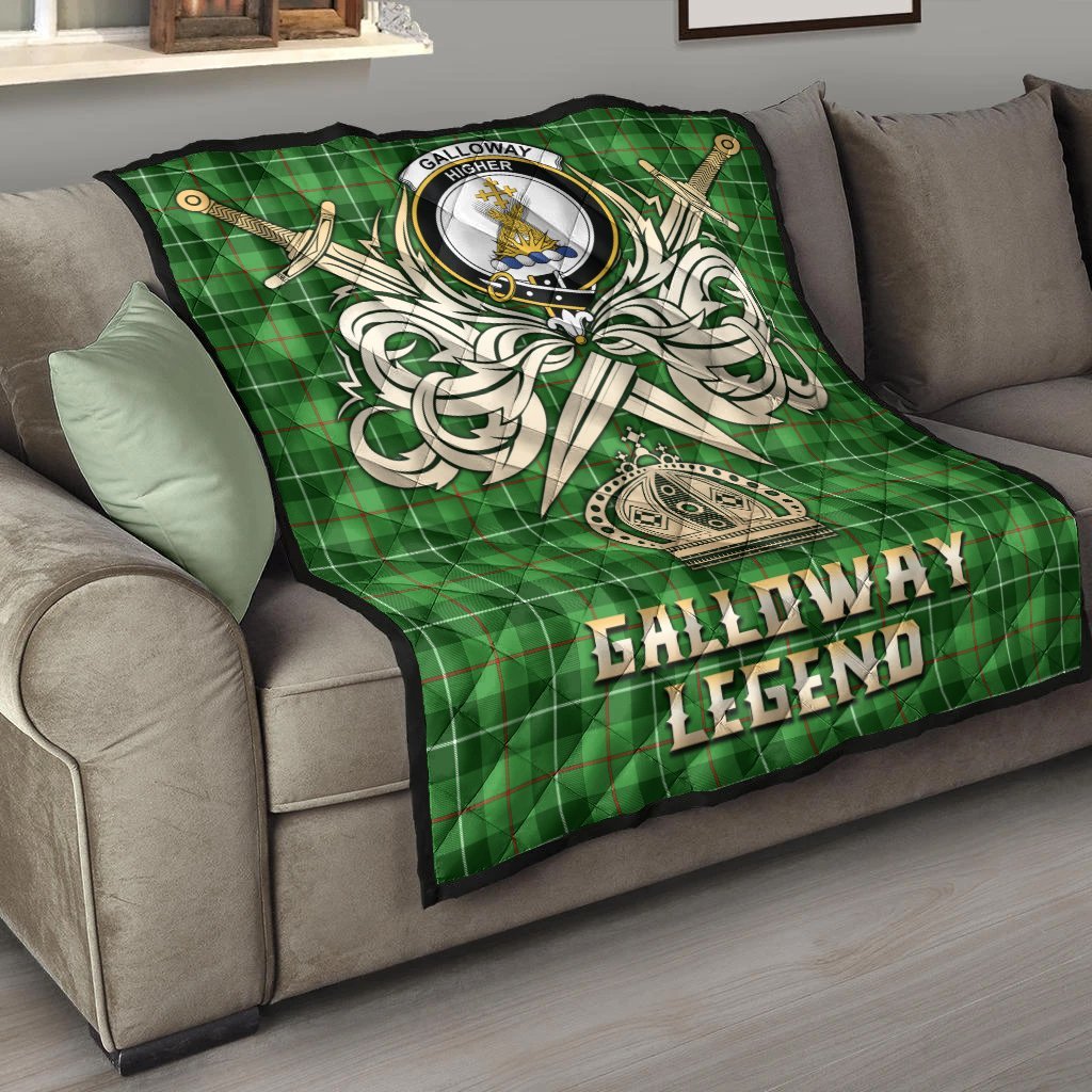 Galloway Tartan Crest Legend Gold Royal Premium Quilt