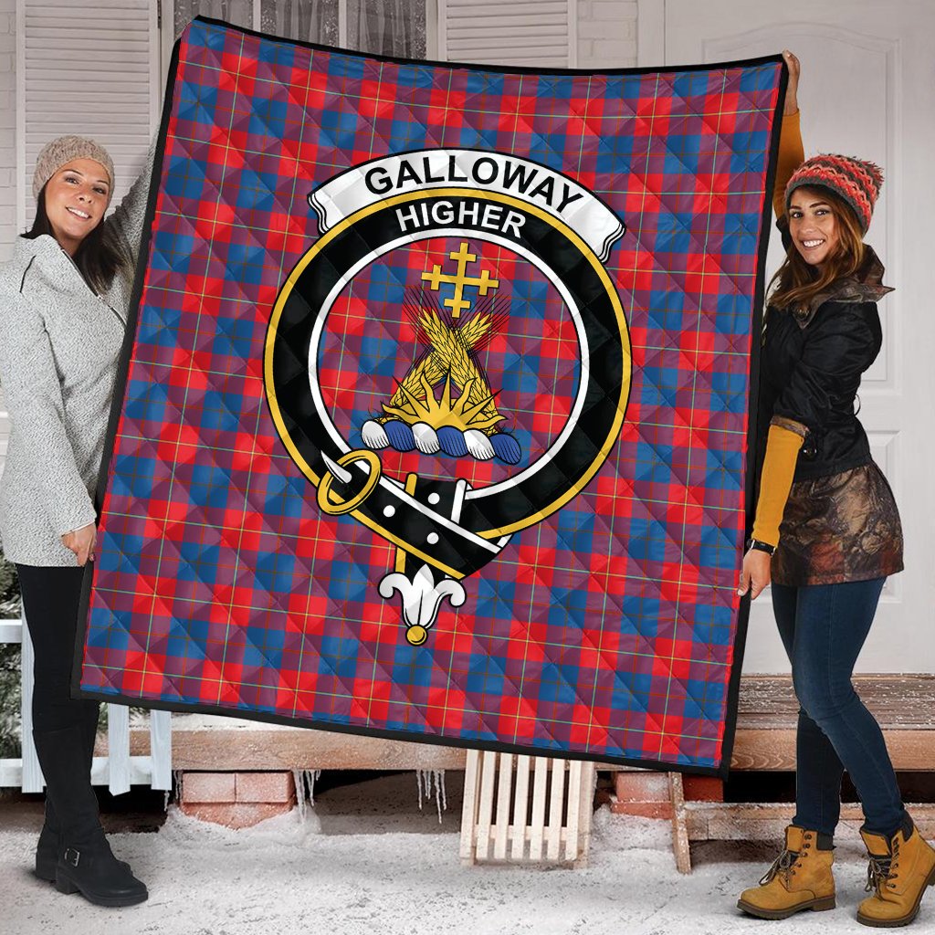 Galloway Red Tartan Crest Quilt