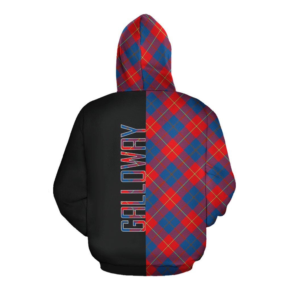 Galloway Red Tartan Hoodie Half of Me - Cross Style