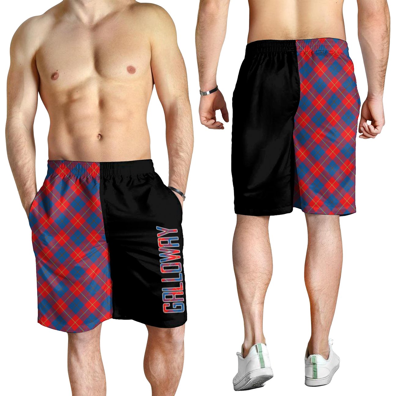 Galloway Red Tartan Crest Men's Short - Cross Style