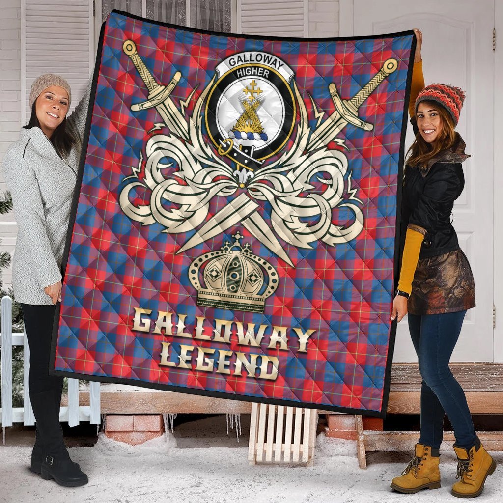 Galloway Red Tartan Crest Legend Gold Royal Premium Quilt