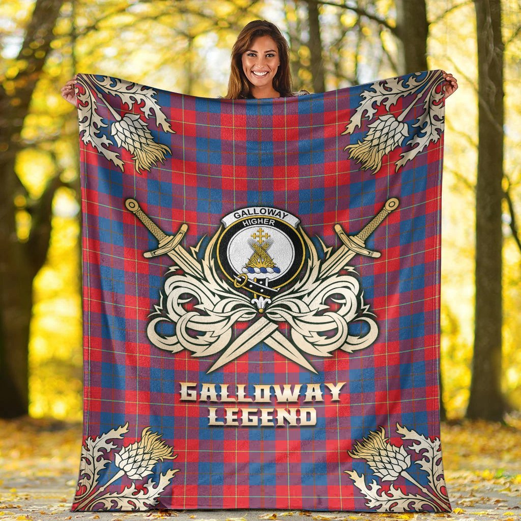 Galloway Red Tartan Gold Courage Symbol Blanket