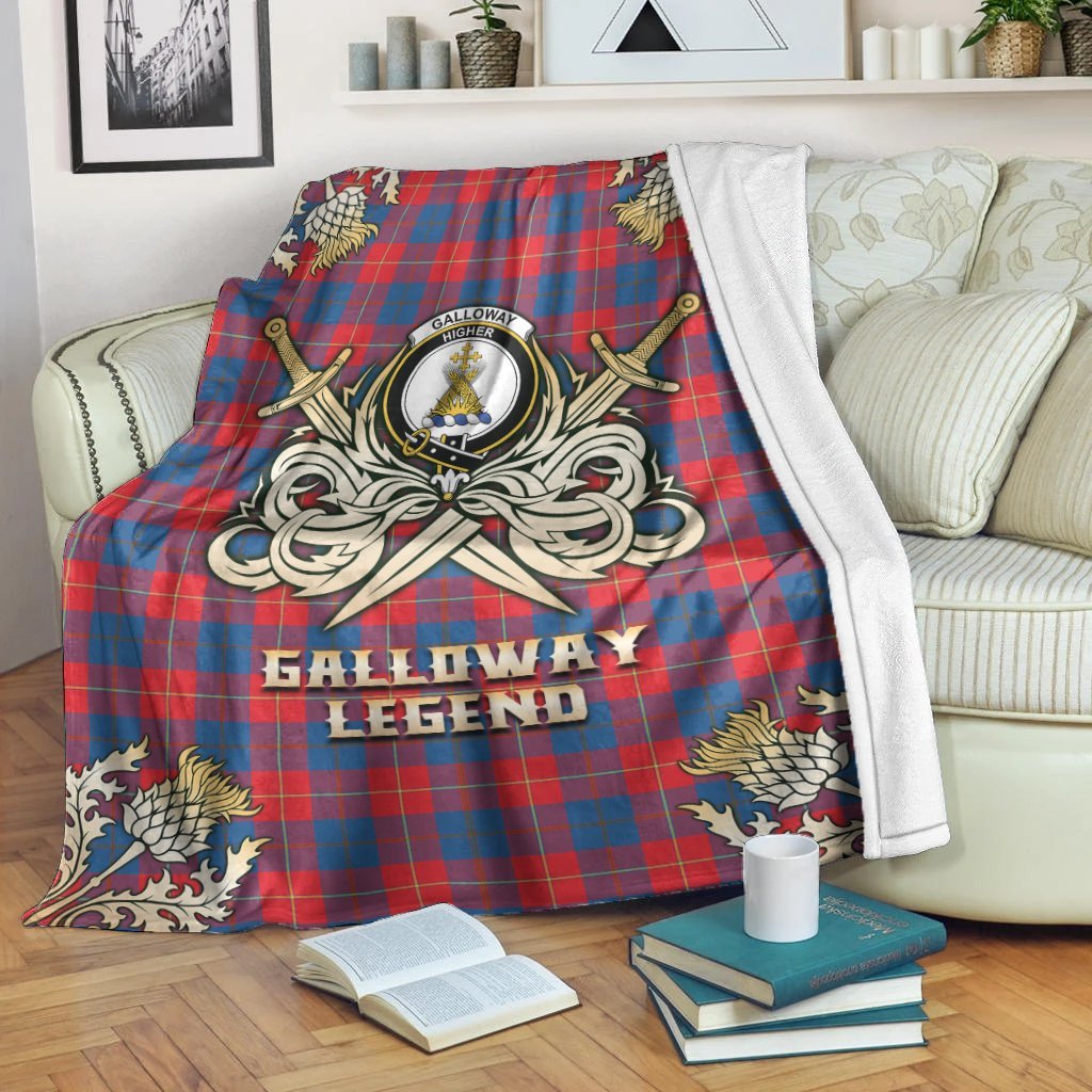 Galloway Red Tartan Gold Courage Symbol Blanket