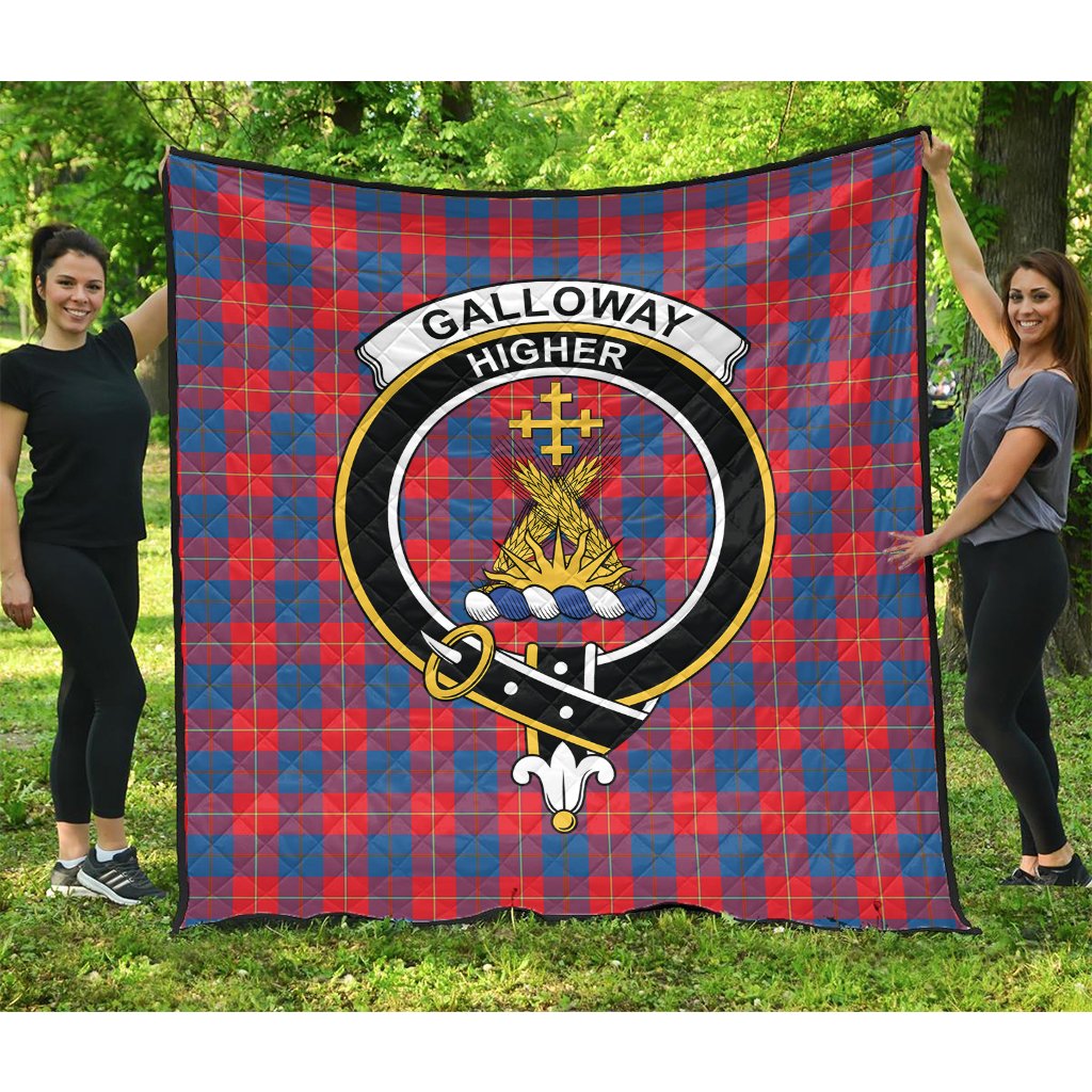 Galloway Red Tartan Crest Quilt