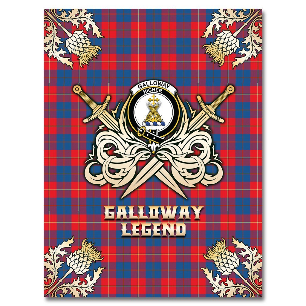 Galloway Red Tartan Gold Courage Symbol Blanket