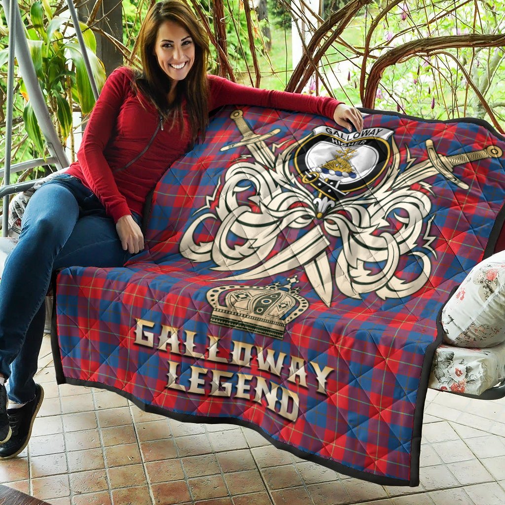 Galloway Red Tartan Crest Legend Gold Royal Premium Quilt