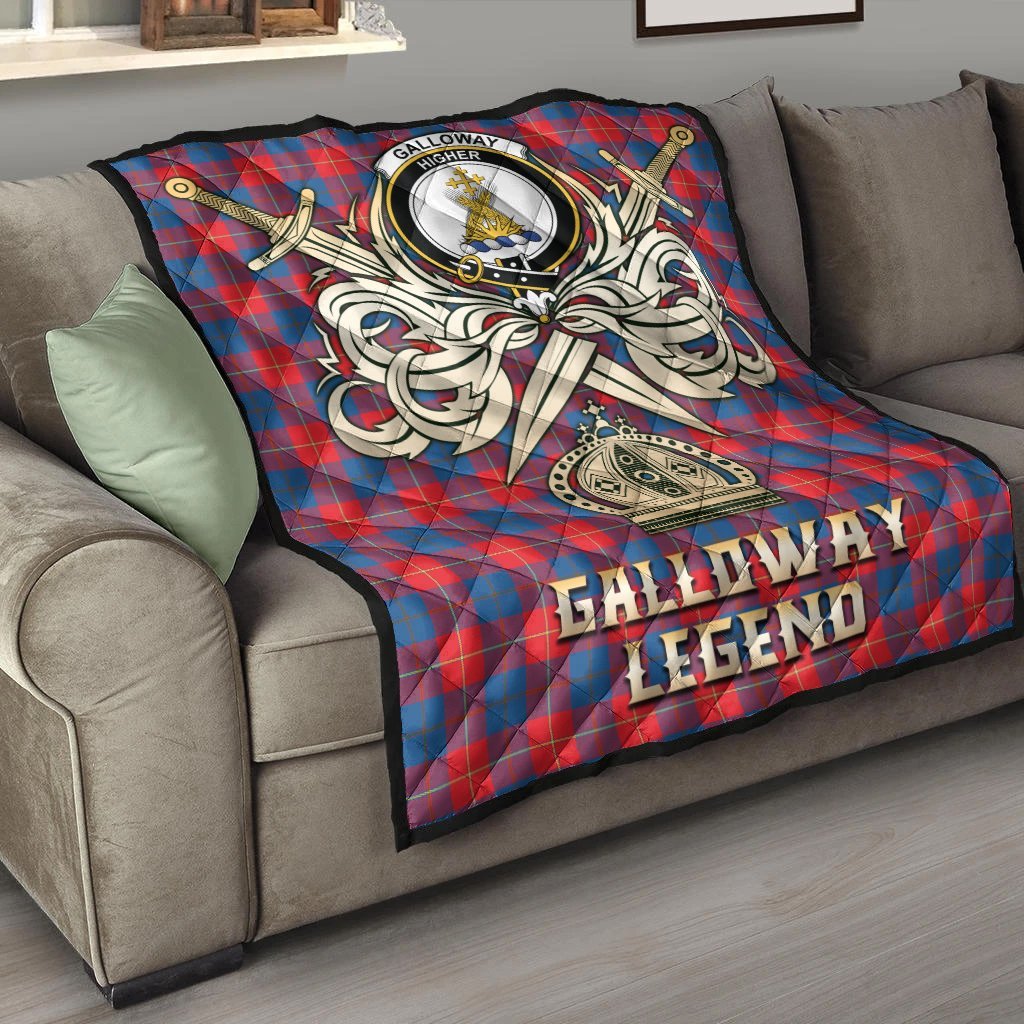 Galloway Red Tartan Crest Legend Gold Royal Premium Quilt