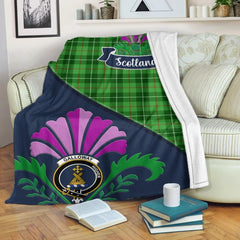 Galloway Tartan Crest Premium Blanket - Thistle Style