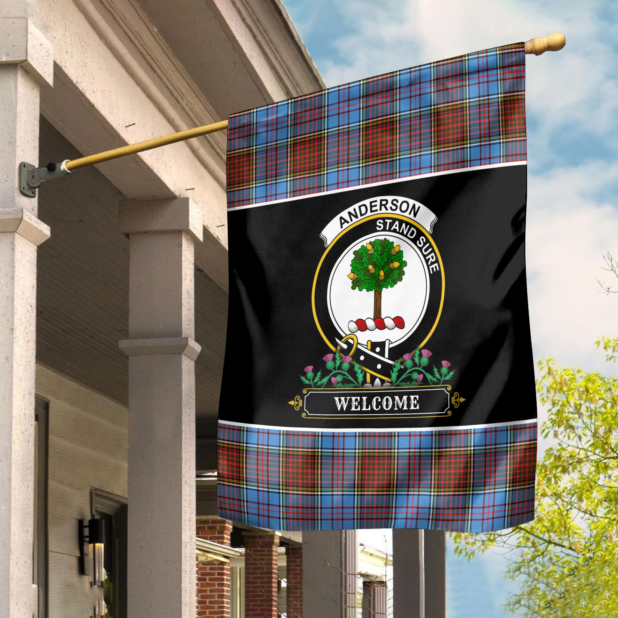 Anderson Modern Tartan Crest Garden Flag - Welcome Style