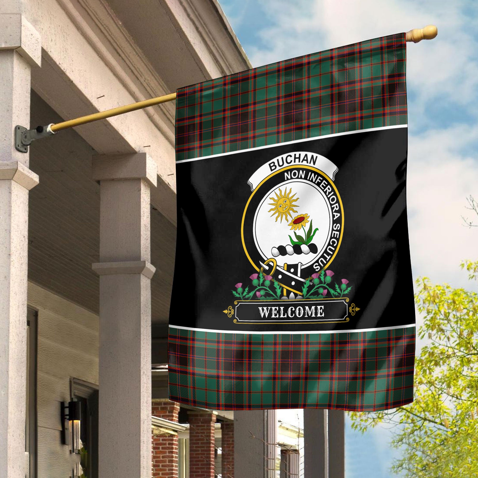 Buchan Ancient Tartan Crest Garden Flag - Welcome Style