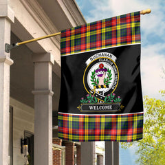 Buchanan Modern Tartan Crest Garden Flag - Welcome Style