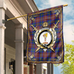 Chisholm Hunting Modern Tartan Crest Garden Flag - Celtic Thistle Style