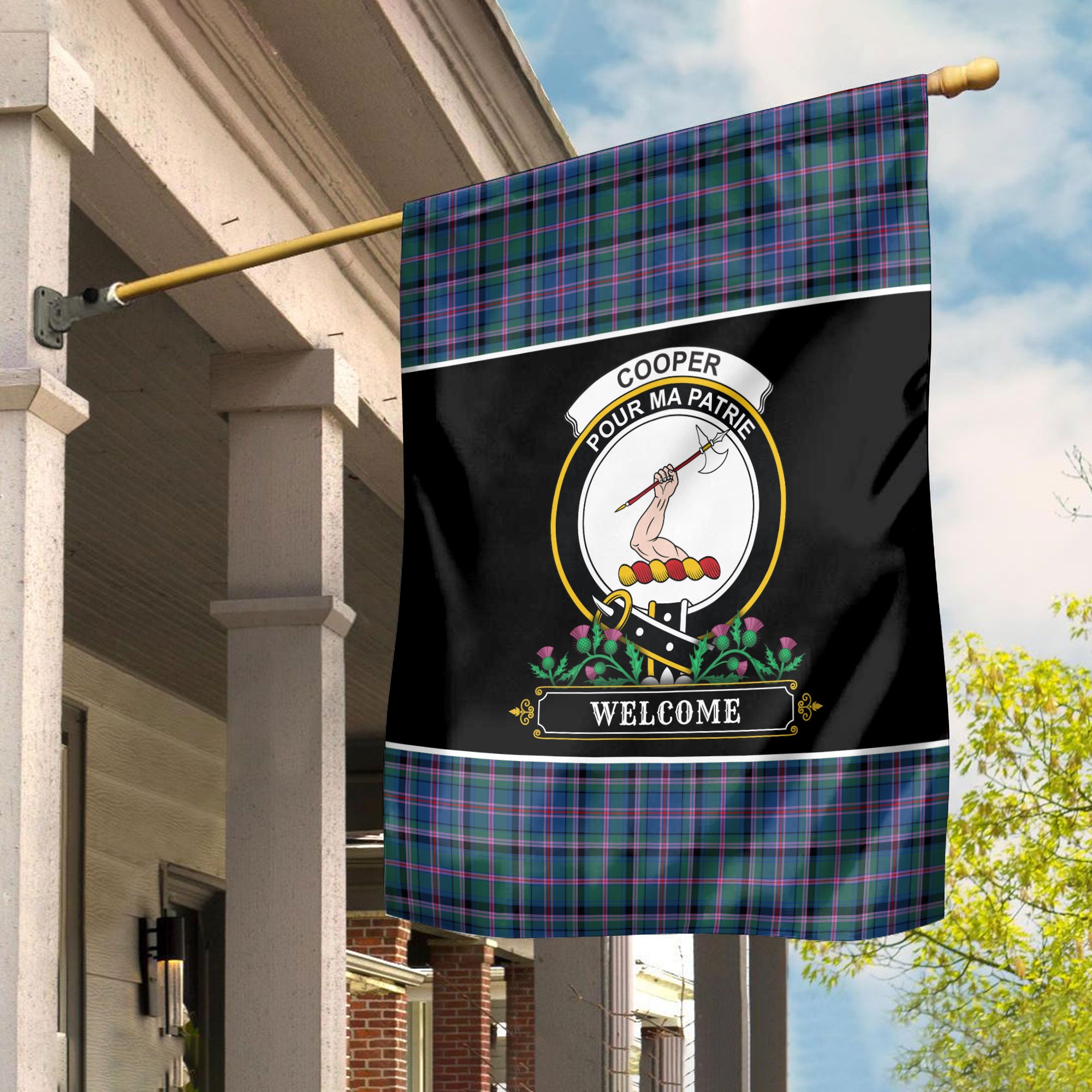 Cooper Ancient Tartan Crest Garden Flag - Welcome Style