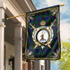 Davidson Modern Tartan Crest Garden Flag - Celtic Thistle Style