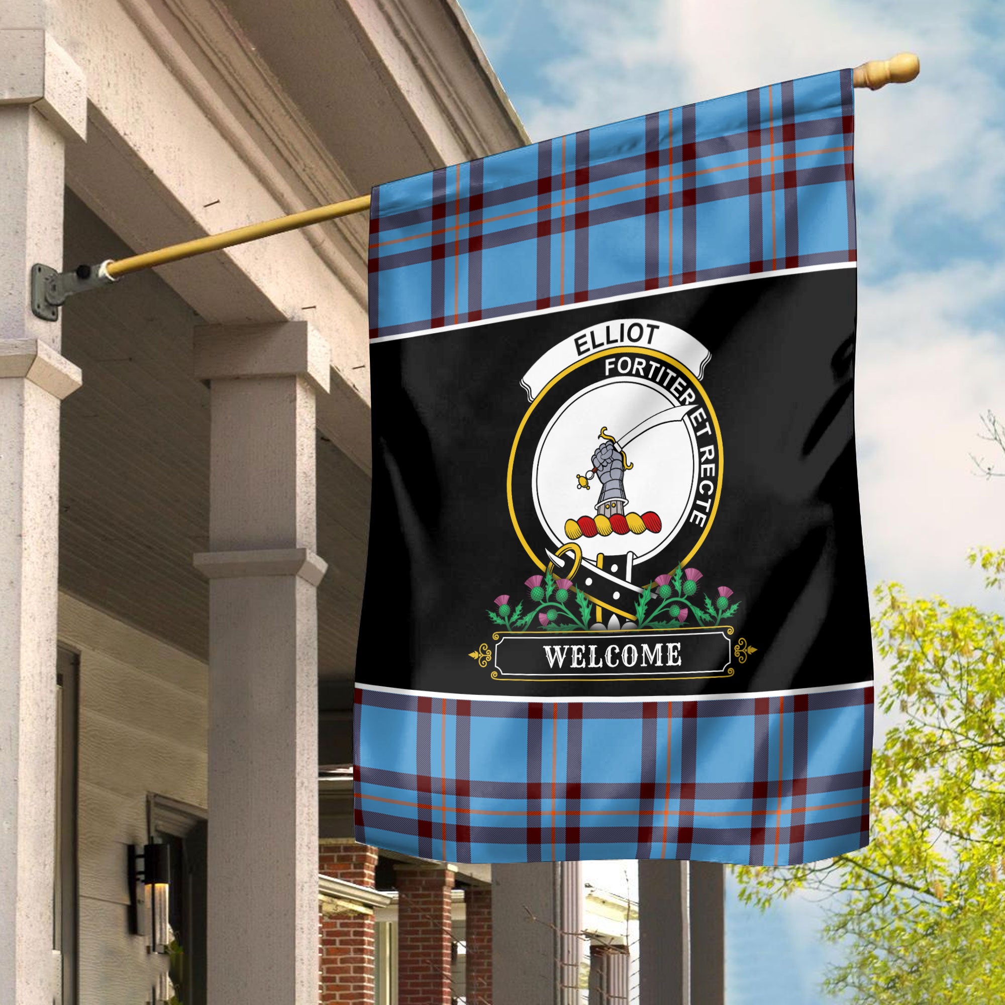 Elliot Ancient Tartan Crest Garden Flag - Welcome Style