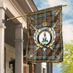 Fergusson Weathered Tartan Crest Garden Flag - Celtic Thistle Style