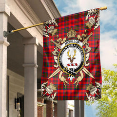 McKillop Tartan Crest Black Garden Flag - Gold Thistle Style