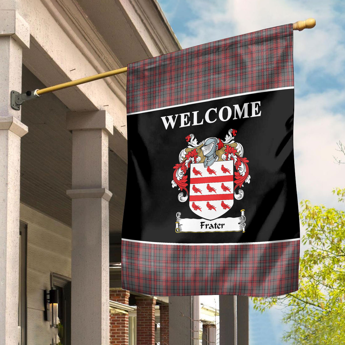 Frater Tartan Crest Black Garden Flag