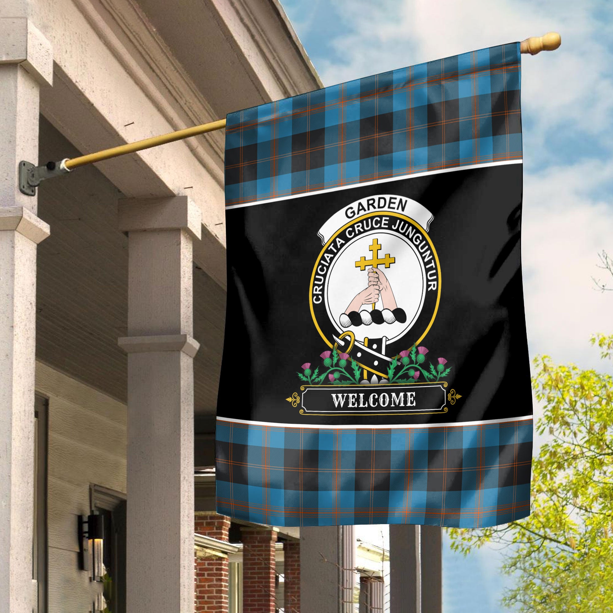 Garden Tartan Crest Garden Flag - Welcome Style