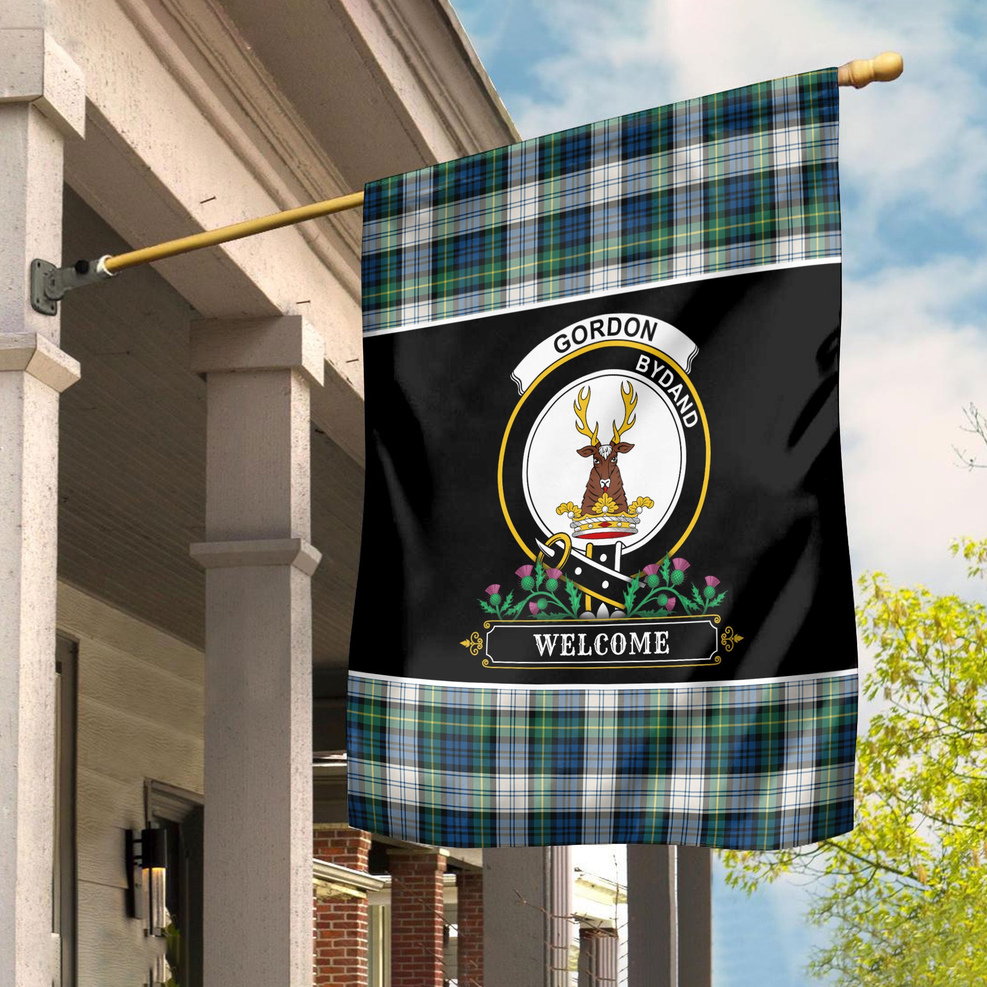 Gordon Dress Ancient Tartan Crest Garden Flag - Welcome Style