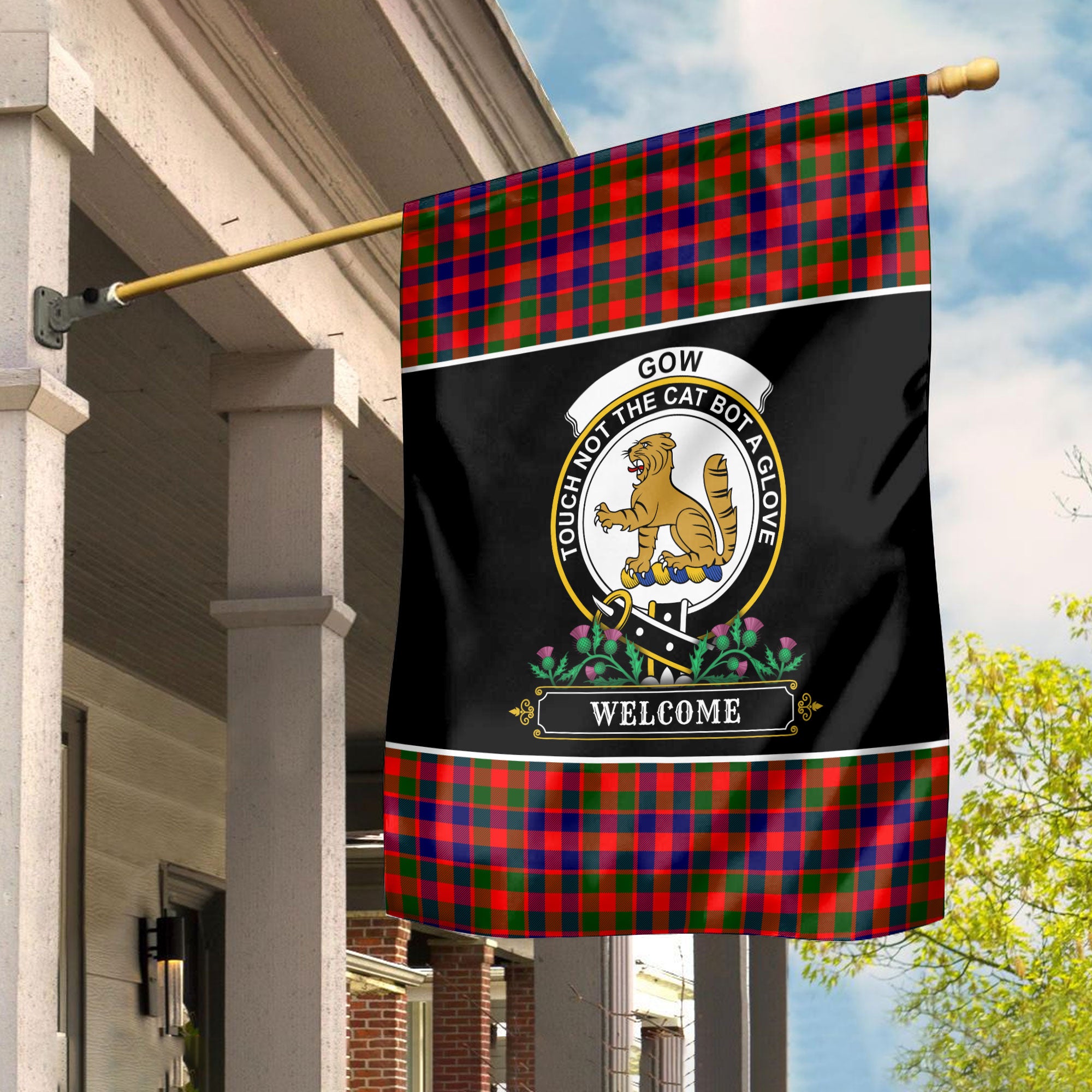 Gow (or McGouan) Tartan Crest Garden Flag - Welcome Style