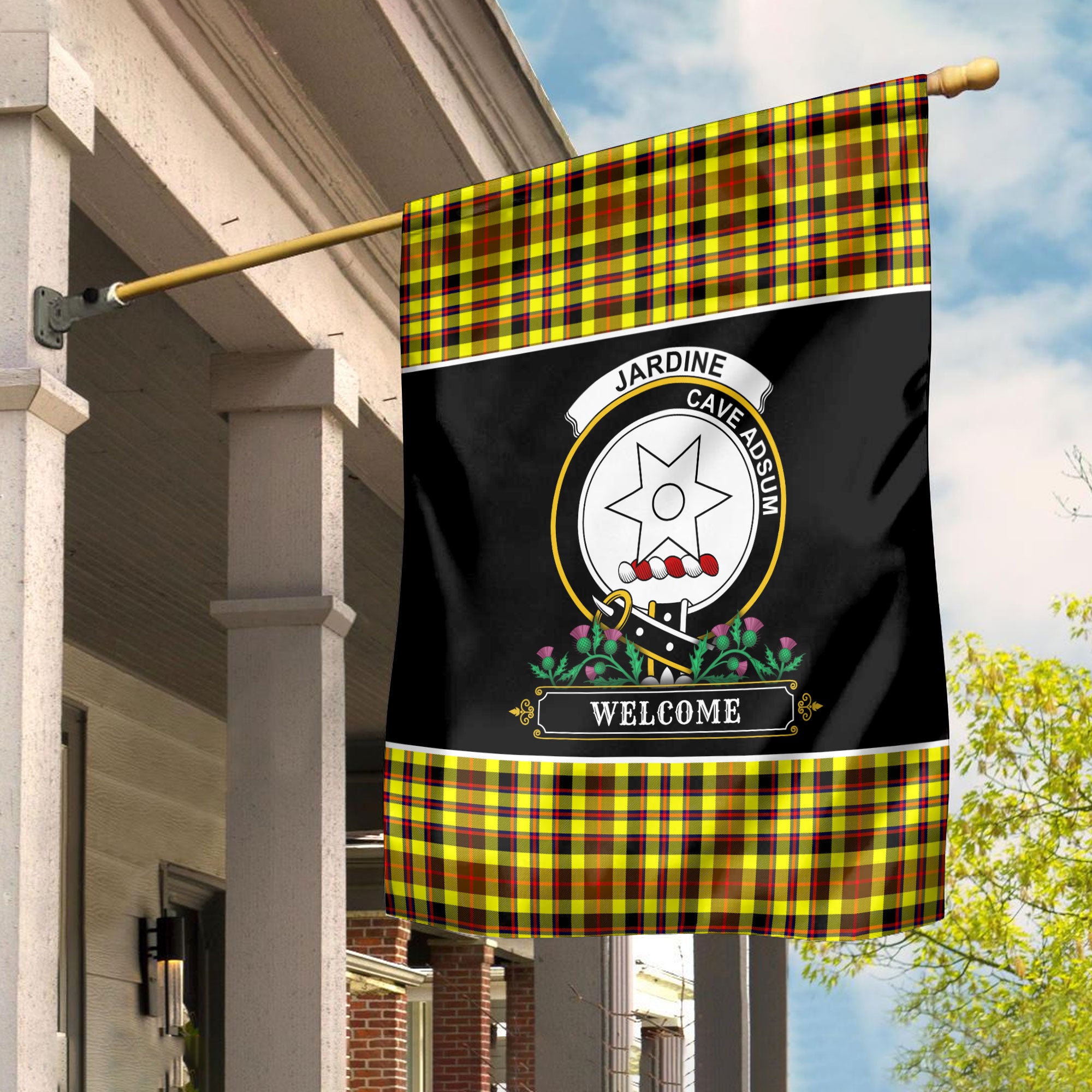 Jardine Tartan Crest Garden Flag - Welcome Style