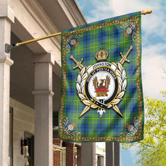 Johnston of Caskieben Ancient Tartan Crest Garden Flag - Celtic Thistle Style